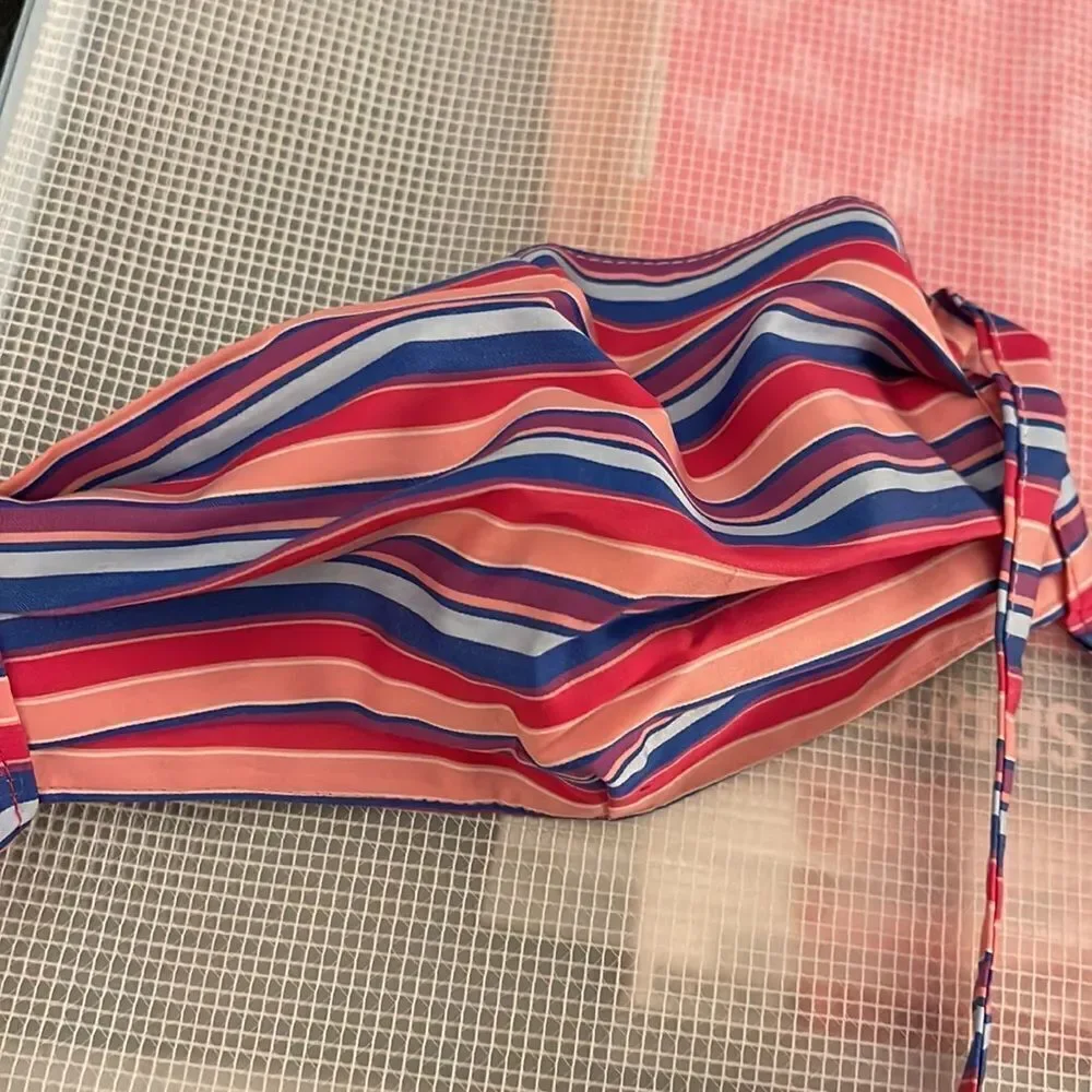 Multi-colored striped cloth face mask